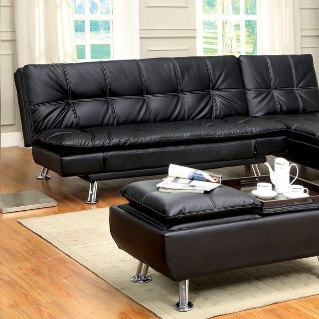 Furniture of America Hauser II Leatherette Futon CM2677BK IMAGE 5