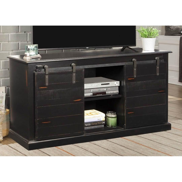 Vilo Home TV Stand MH6216 Country Barn Door 62" TV Stand - Black IMAGE 1